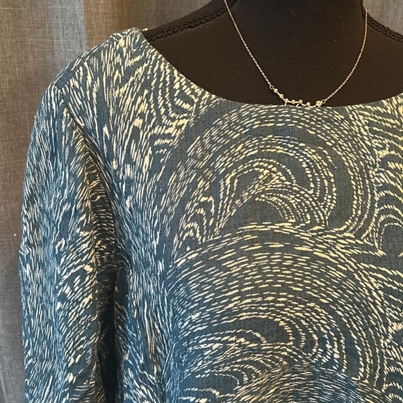 Blue Patterned Soft Surroundings Blouse - Picture 2 of 5